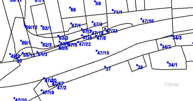 Parcela st. 47/15 v KÚ Horní Heršpice, Katastrální mapa