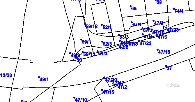 Parcela st. 61/3 v KÚ Horní Heršpice, Katastrální mapa
