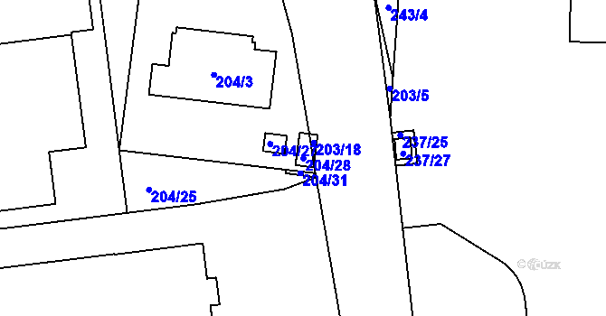 Parcela st. 204/28 v KÚ Horní Heršpice, Katastrální mapa