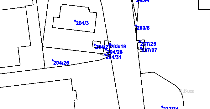 Parcela st. 204/31 v KÚ Horní Heršpice, Katastrální mapa
