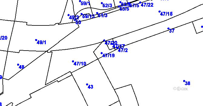 Parcela st. 47/19 v KÚ Horní Heršpice, Katastrální mapa