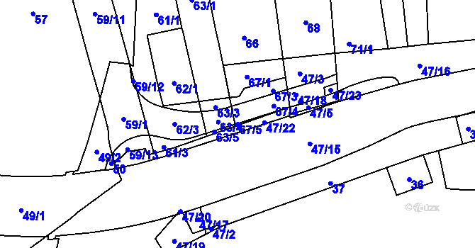 Parcela st. 67/5 v KÚ Horní Heršpice, Katastrální mapa