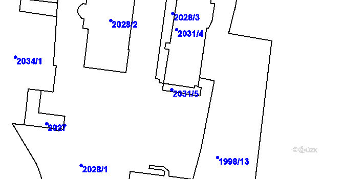 Parcela st. 2031/5 v KÚ Horní Heršpice, Katastrální mapa