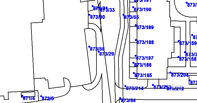 Parcela st. 873/29 v KÚ Horní Heršpice, Katastrální mapa