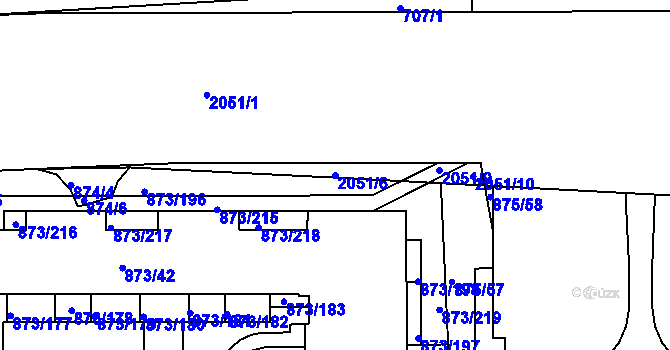 Parcela st. 2051/6 v KÚ Horní Heršpice, Katastrální mapa