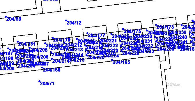 Parcela st. 204/178 v KÚ Horní Heršpice, Katastrální mapa