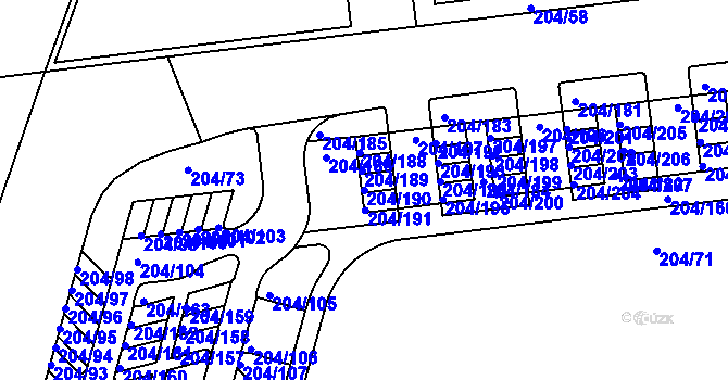 Parcela st. 204/190 v KÚ Horní Heršpice, Katastrální mapa