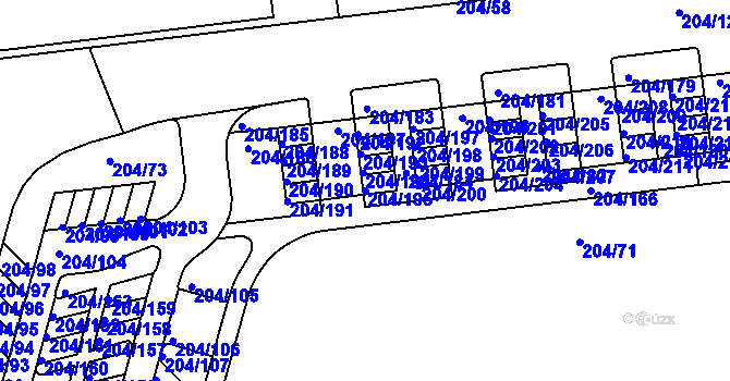 Parcela st. 204/195 v KÚ Horní Heršpice, Katastrální mapa