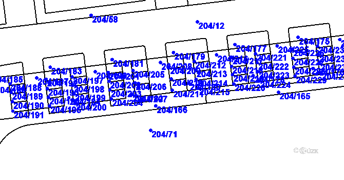 Parcela st. 204/211 v KÚ Horní Heršpice, Katastrální mapa