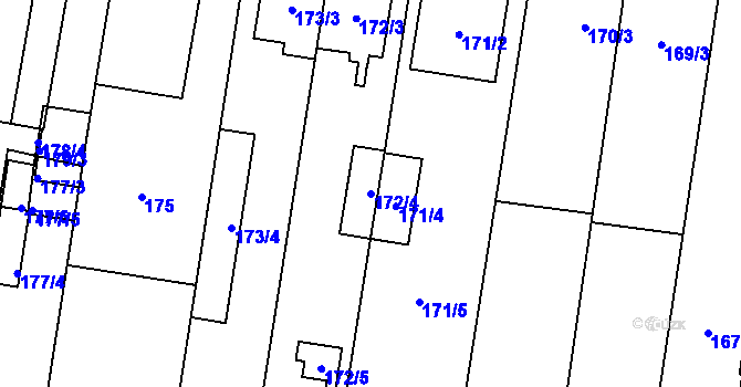 Parcela st. 172/4 v KÚ Dolní Heršpice, Katastrální mapa