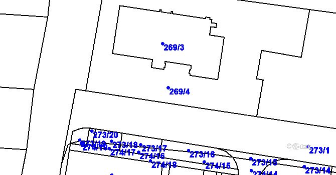 Parcela st. 269/4 v KÚ Dolní Heršpice, Katastrální mapa