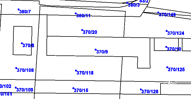 Parcela st. 370/9 v KÚ Dolní Heršpice, Katastrální mapa