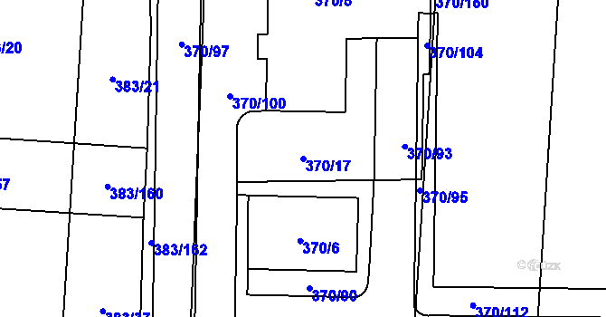 Parcela st. 370/17 v KÚ Dolní Heršpice, Katastrální mapa