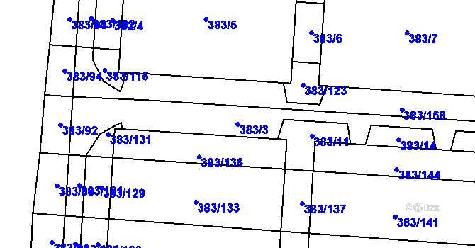 Parcela st. 383/3 v KÚ Dolní Heršpice, Katastrální mapa