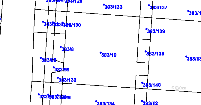 Parcela st. 383/10 v KÚ Dolní Heršpice, Katastrální mapa