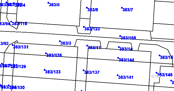 Parcela st. 383/11 v KÚ Dolní Heršpice, Katastrální mapa