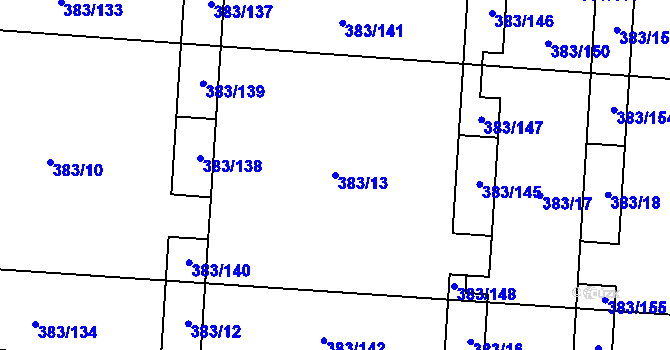 Parcela st. 383/13 v KÚ Dolní Heršpice, Katastrální mapa