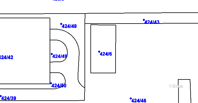 Parcela st. 424/6 v KÚ Dolní Heršpice, Katastrální mapa