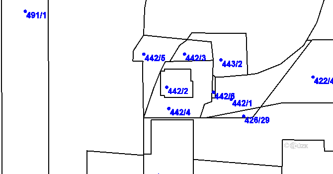 Parcela st. 442/2 v KÚ Dolní Heršpice, Katastrální mapa
