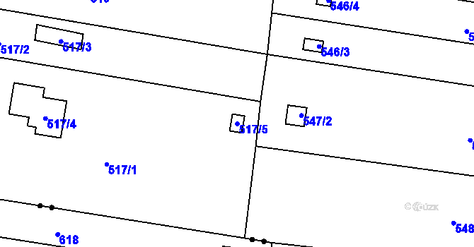 Parcela st. 517/5 v KÚ Dolní Heršpice, Katastrální mapa