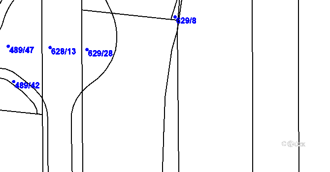 Parcela st. 629/7 v KÚ Dolní Heršpice, Katastrální mapa