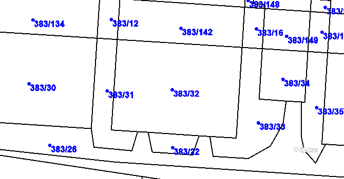 Parcela st. 383/32 v KÚ Dolní Heršpice, Katastrální mapa