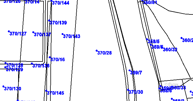 Parcela st. 370/28 v KÚ Dolní Heršpice, Katastrální mapa