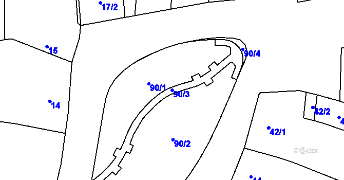 Parcela st. 90/3 v KÚ Dolní Heršpice, Katastrální mapa