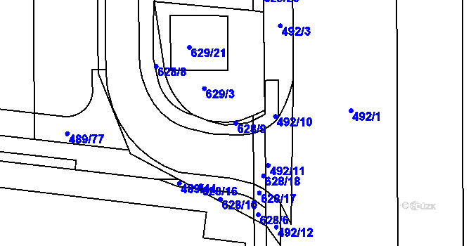 Parcela st. 628/9 v KÚ Dolní Heršpice, Katastrální mapa