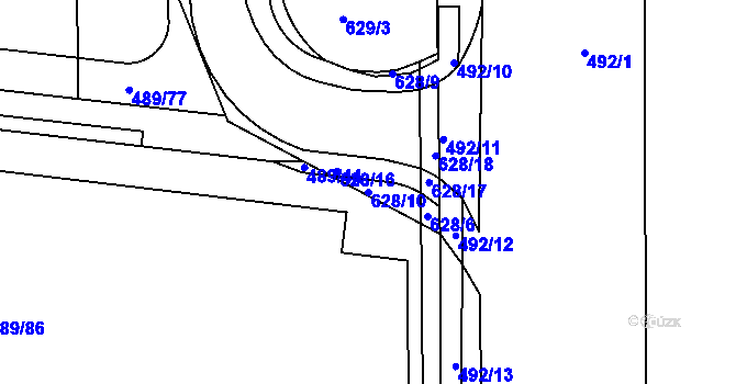 Parcela st. 628/10 v KÚ Dolní Heršpice, Katastrální mapa