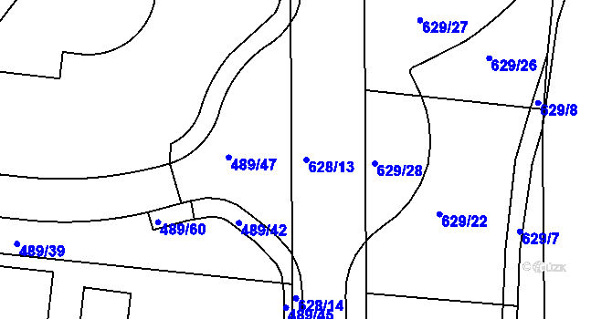 Parcela st. 628/13 v KÚ Dolní Heršpice, Katastrální mapa