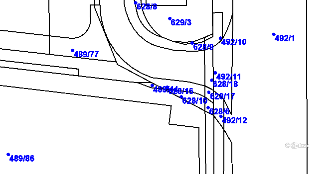 Parcela st. 628/16 v KÚ Dolní Heršpice, Katastrální mapa