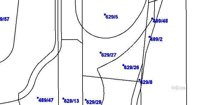 Parcela st. 629/27 v KÚ Dolní Heršpice, Katastrální mapa
