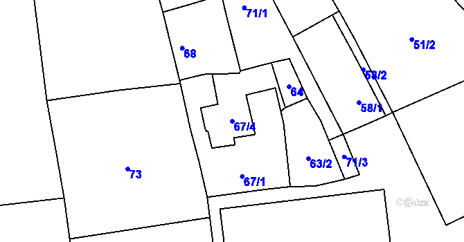 Parcela st. 67/4 v KÚ Dolní Heršpice, Katastrální mapa