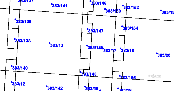 Parcela st. 383/145 v KÚ Dolní Heršpice, Katastrální mapa