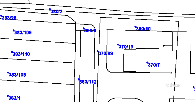 Parcela st. 370/99 v KÚ Dolní Heršpice, Katastrální mapa