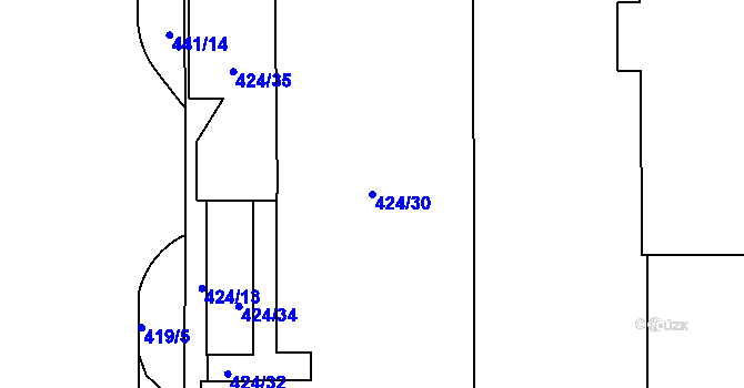 Parcela st. 424/30 v KÚ Dolní Heršpice, Katastrální mapa