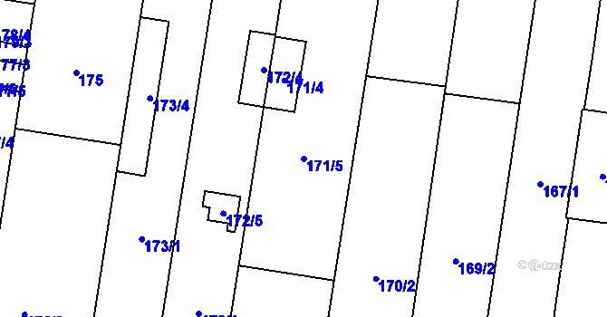 Parcela st. 171/5 v KÚ Dolní Heršpice, Katastrální mapa