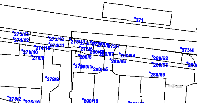 Parcela st. 280/67 v KÚ Dolní Heršpice, Katastrální mapa