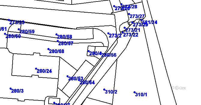 Parcela st. 280/56 v KÚ Dolní Heršpice, Katastrální mapa