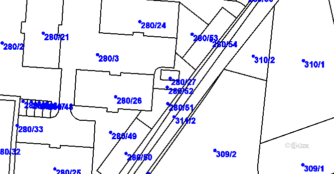 Parcela st. 280/52 v KÚ Dolní Heršpice, Katastrální mapa