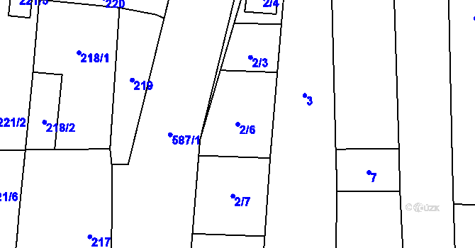 Parcela st. 2/6 v KÚ Dolní Heršpice, Katastrální mapa