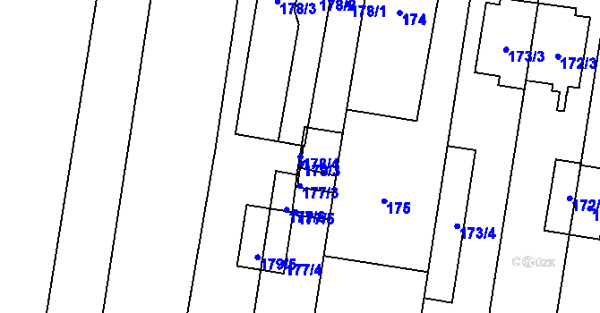 Parcela st. 178/4 v KÚ Dolní Heršpice, Katastrální mapa