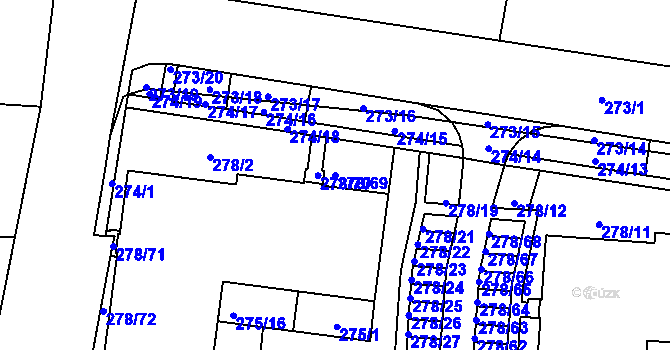 Parcela st. 278/69 v KÚ Dolní Heršpice, Katastrální mapa
