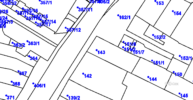 Parcela st. 143 v KÚ Přízřenice, Katastrální mapa