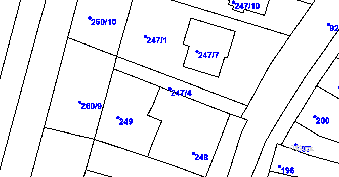 Parcela st. 247/4 v KÚ Přízřenice, Katastrální mapa
