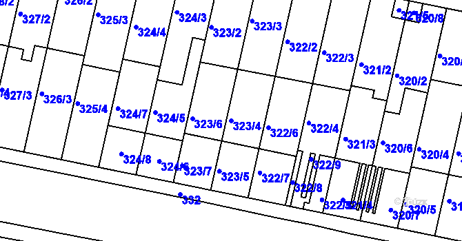 Parcela st. 323/4 v KÚ Přízřenice, Katastrální mapa