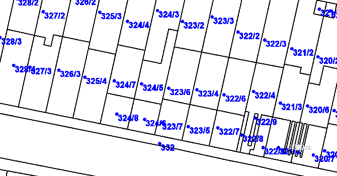 Parcela st. 323/6 v KÚ Přízřenice, Katastrální mapa
