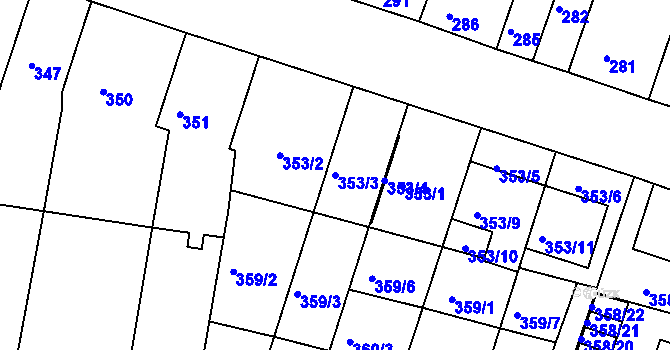 Parcela st. 353/3 v KÚ Přízřenice, Katastrální mapa
