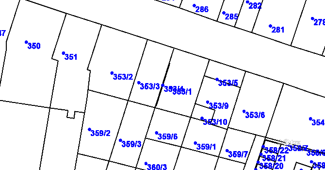 Parcela st. 353/4 v KÚ Přízřenice, Katastrální mapa